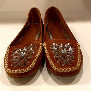 Talbots Brown Sequin Moccasin Loafers